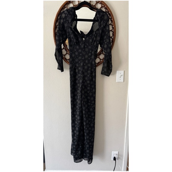 Privacy Please dark floral wide leg jumpsuit size small - Picture 1 of 11